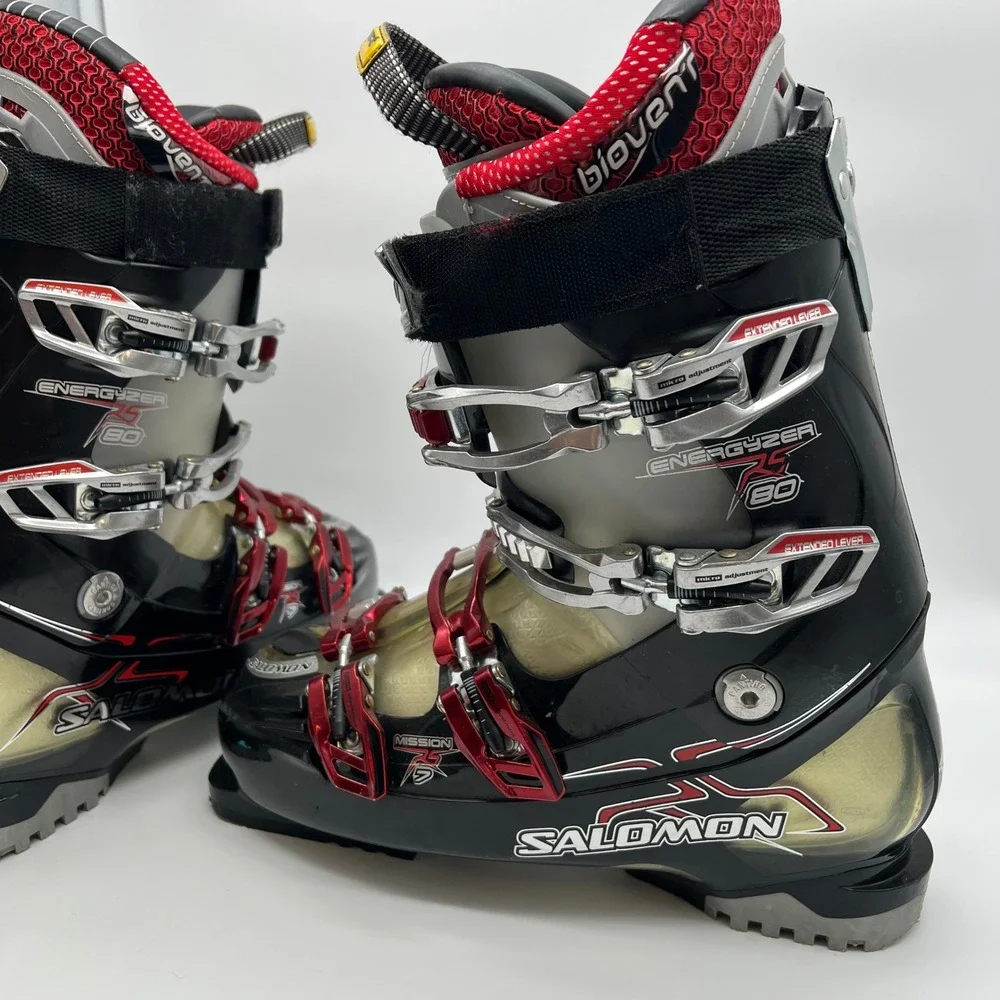 Salomon Mission RS 7 Ski Boots Mens 28 Black Red Energizer 75 Biovent Downhill